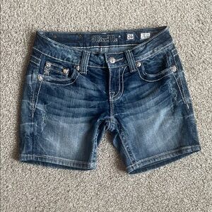 Miss Me Dark Blue Jean Shorts Size 26